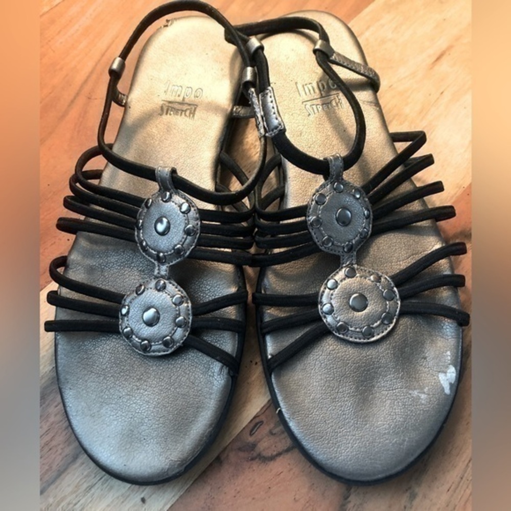 Impo Stretch black bronze  flat sandals size